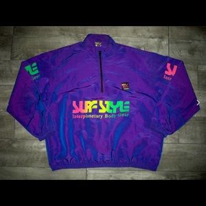Vtg 80s Surf Style Pullover Windbreaker One Size